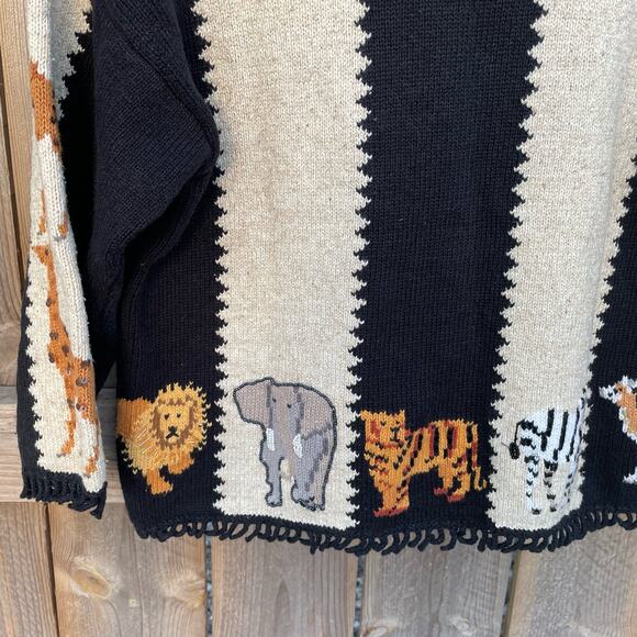 Vintage Jane's Closet Cardigan Animals Safari Retro Button Front Knit Size Small - Picture 11 of 11